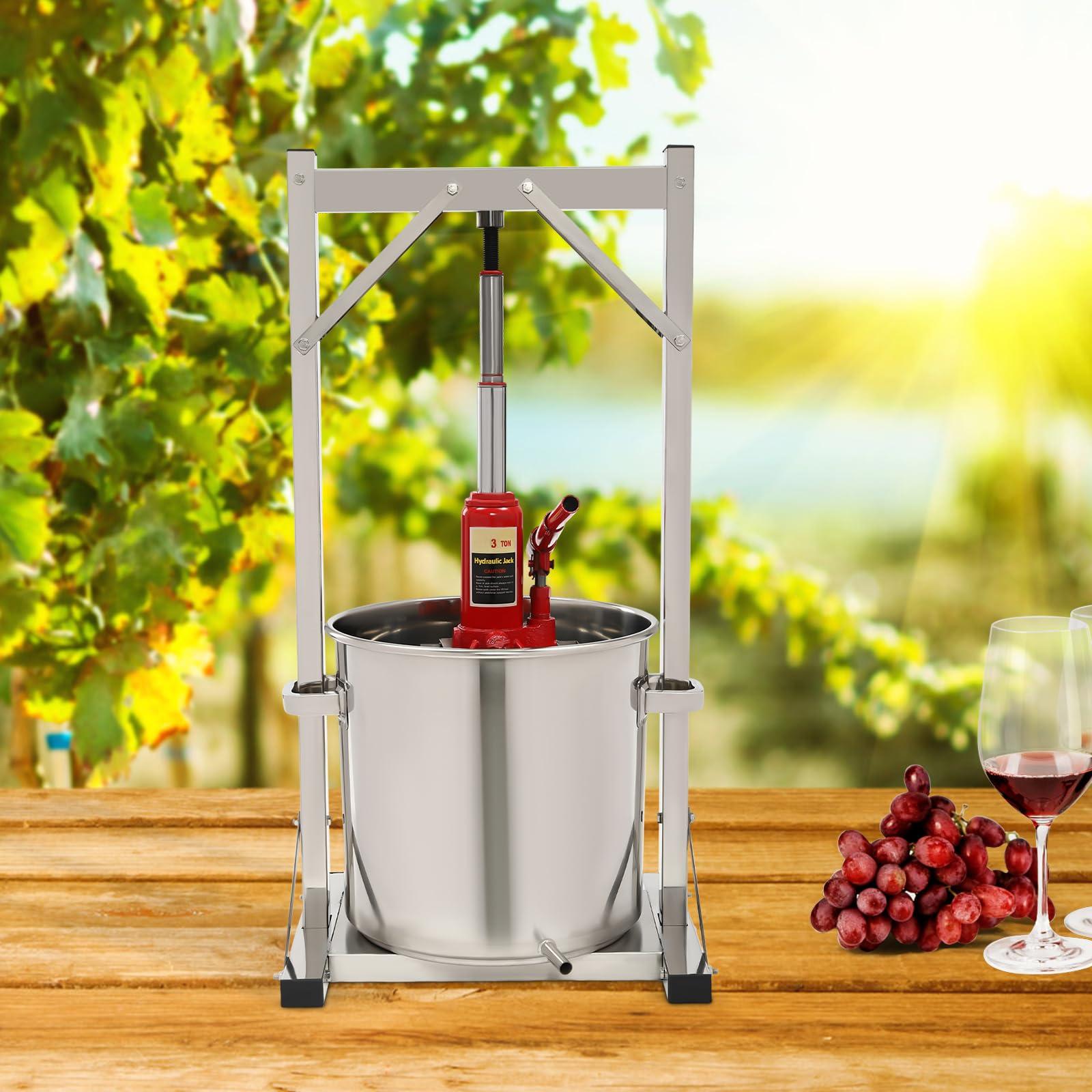 Gagalayong Gagalayong 22L Fruit Wine Press, Stainless Steel Cider Press with Hydraulic for Cider, Grape Wine Making Supplies and Equipment (Red) (red)