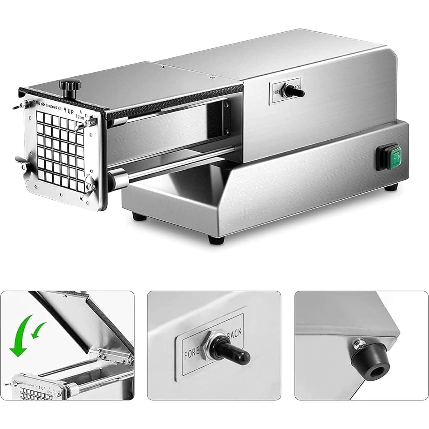 JOSBY 200W Electric French Fry Cutter, Commercial Stainless Steel Potato Chipper, with 8mm&10mm&12mm Blade, Professional Electric Potato Chip Cutter, Household Potato Slicer, for Onions, Carrots, Cucumbers