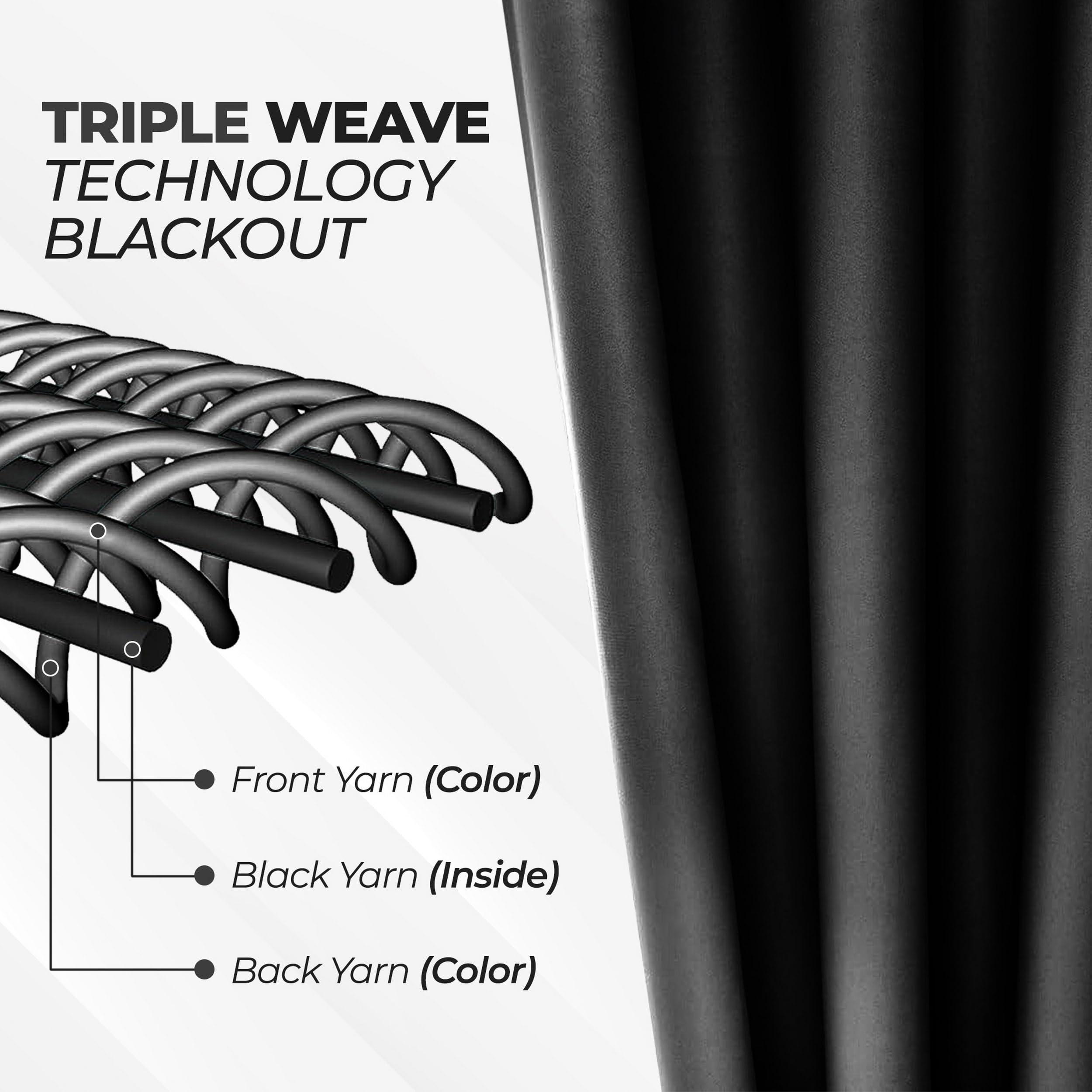 Superior Superior Blackout Curtains, Room Darkening, Bedroom, Drapes, Kitchen, Living Room Window Accents, Sun Blocking, Thermal, 2 Pack, Solid Blackout Back Tab Curtains, Set of 2, 52" x 72", Black