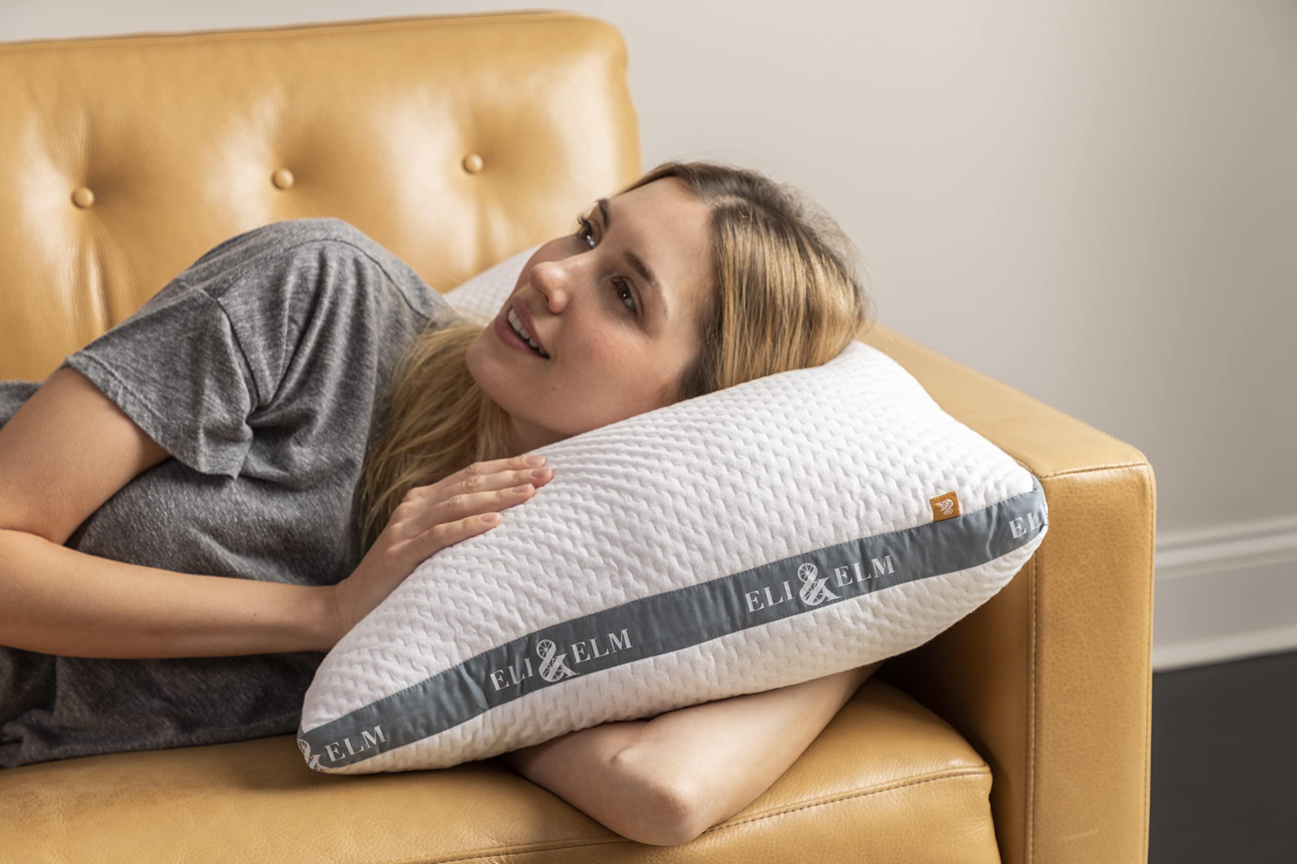 Eli & Elm Eli & Elm | Best Ergonomic Side Sleeper Pillow for Neck Pain. Supportive Cooling Latex Fill with Luxury Breathable Cover. U-Shape Contoured Design. Queen Size Bed Pillow - 17" X 29"