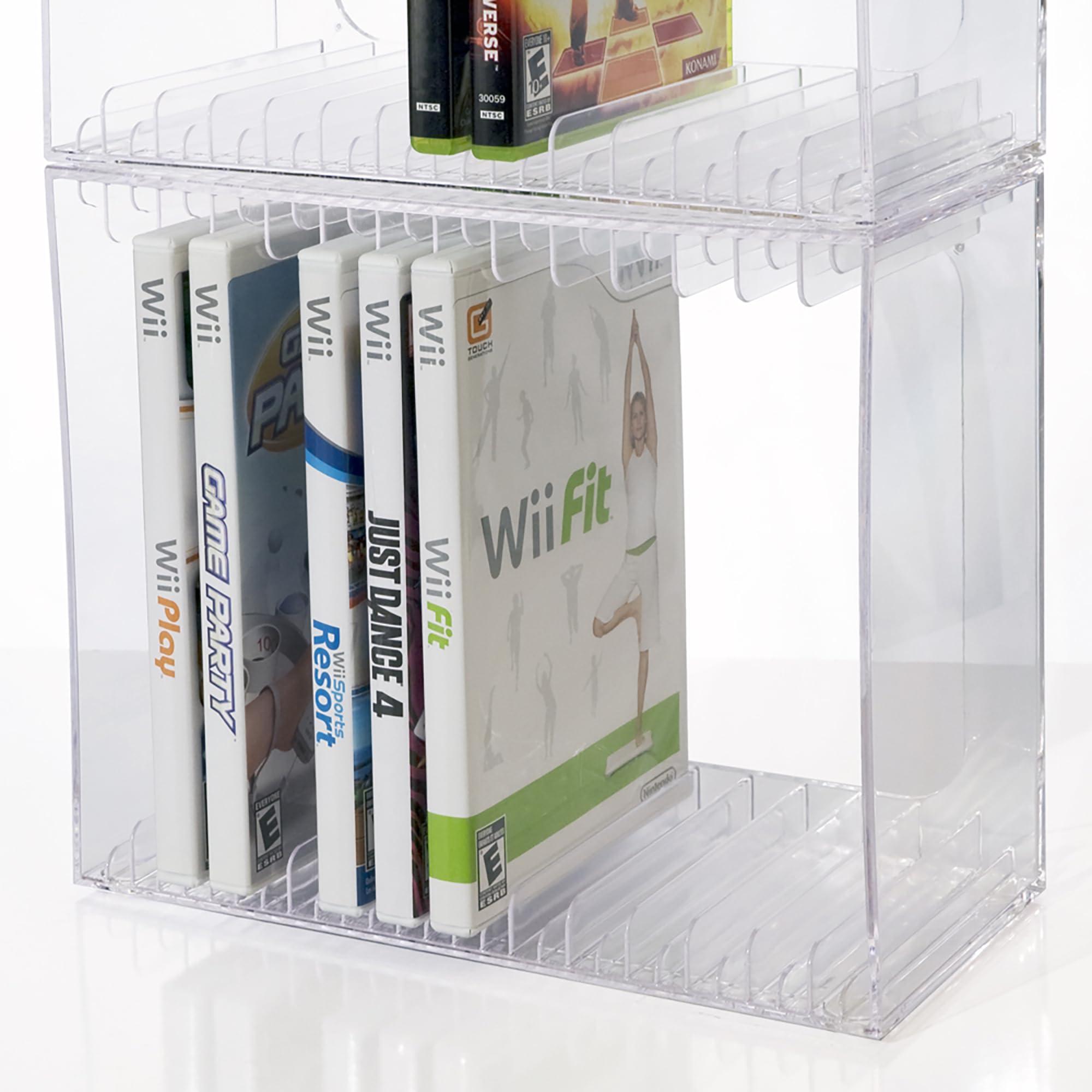 STORi STORi Stackable Clear Plastic DVD Organizer with Rubber Feet | Rectangular Holder Perfect for Theater Room | Holds up to 14 Standard DVD Cases | Made in USA
