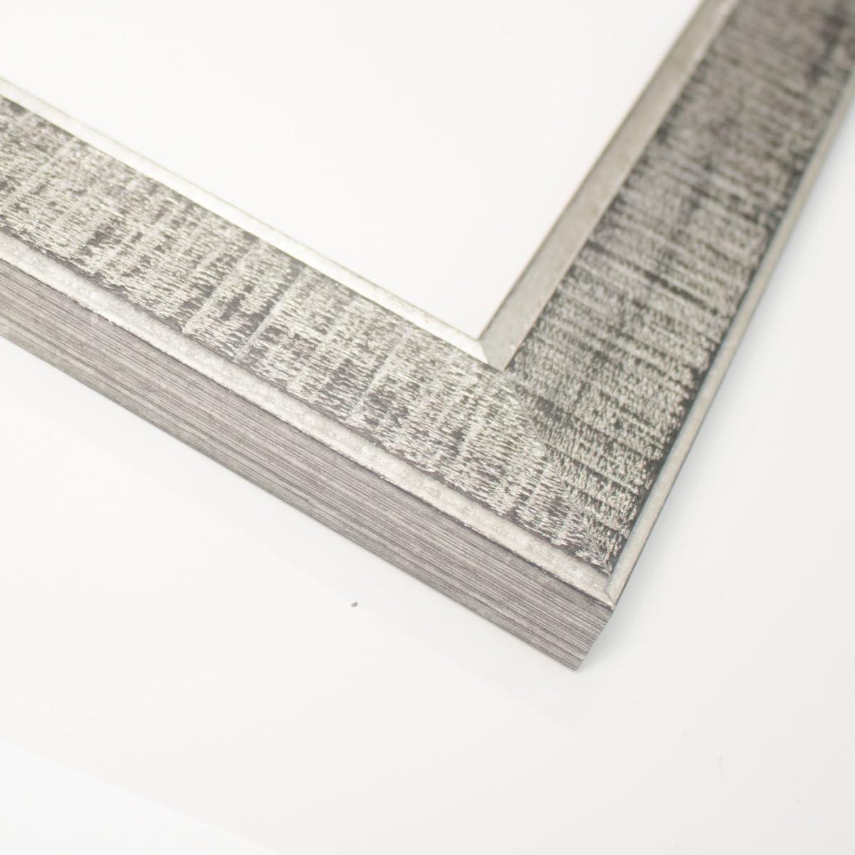 CustomPictureFrames.com 23x16 Frame Silver Black Rustic Sonoma Solid Wood Picture Frame | 1.5 Inch Moulding Width | Complete with UV Acrylic Plexiglass, Foam Board Backing & Hanging Hardware Included