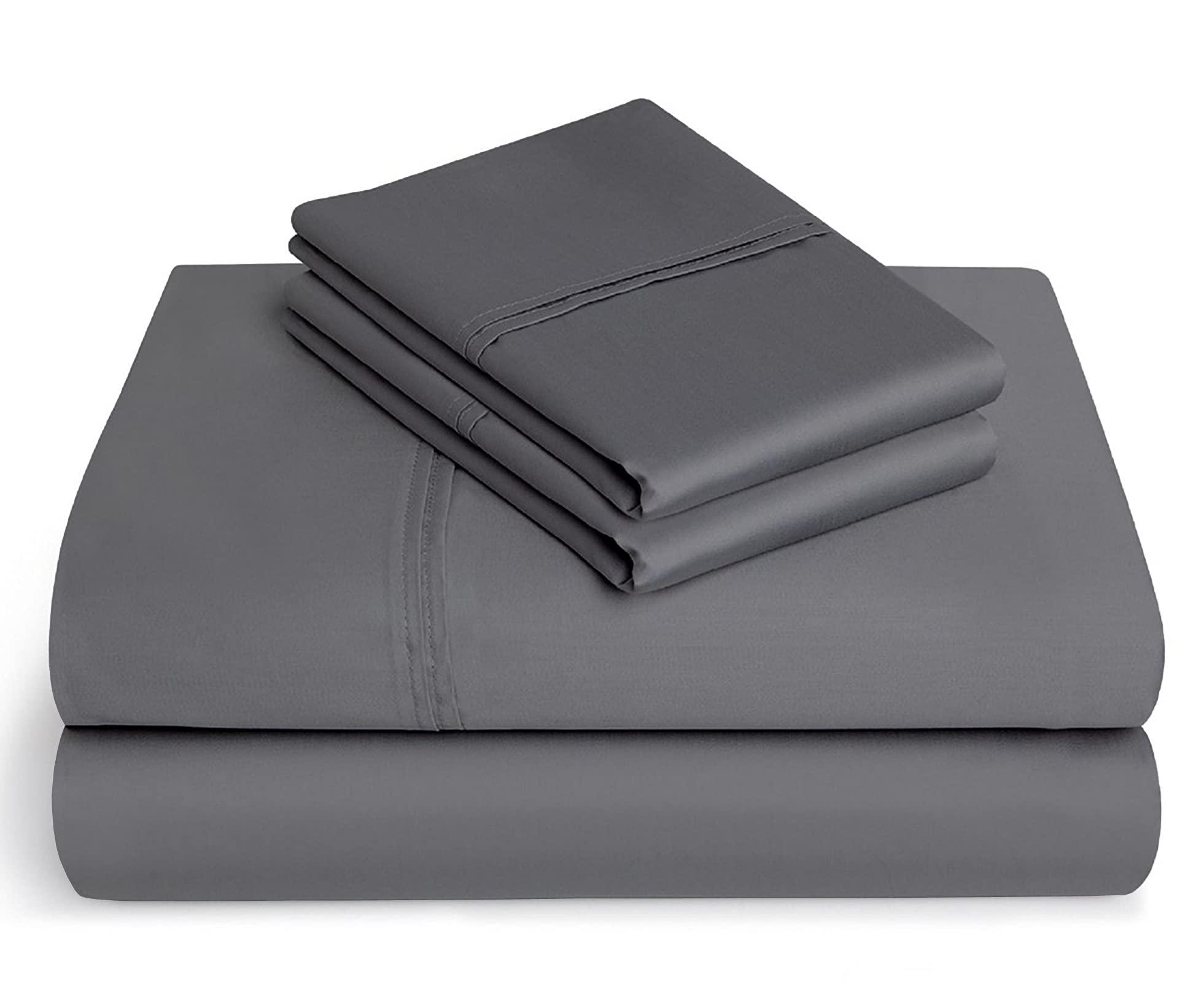 BeKind Online 600 Thread Count Olympic Queen Size Sheet Set 100% Egypt Cotton 600 Thread-Count Hotel Quality Sateen Finish 15-Inches Deep Pockets Cotton Bed Sheets Silky & Soft Egyptian Sheet - Dark Grey