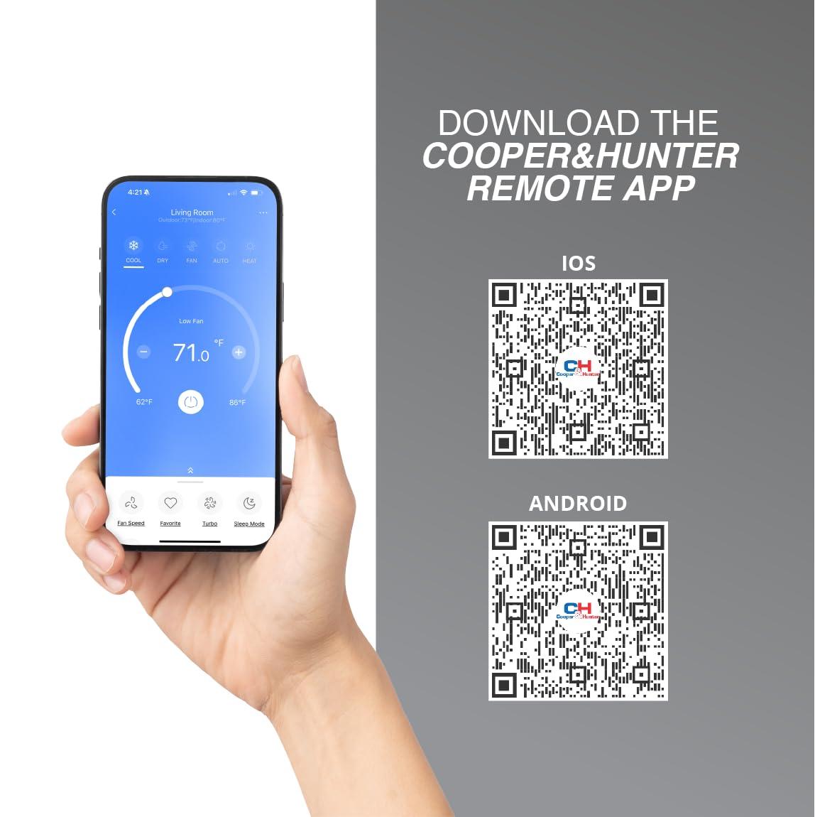 Cooper & Hunter Cooper & Hunter MIA Series, Mini Split Air Conditioner and Heater, 9,000 BTU, 230V, 21.7 SEER, Wall Mount Ductless Inverter Heat Pump System, Including 16ft Installation kit