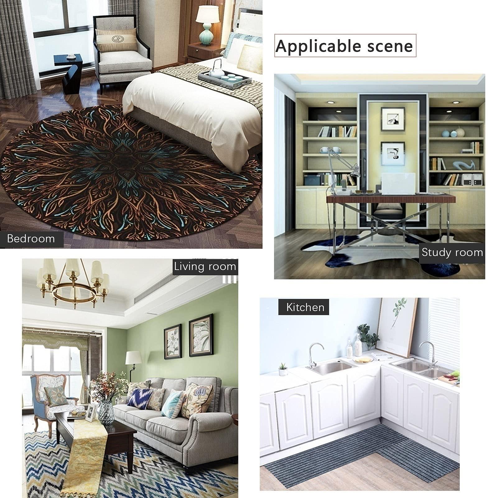 DRSFF DRSFF Modern Grey Round Rugs 2.6 ft 3.3 ft 3.9 ft 4.6 ft 5.2 ft 6.5 ft Circular Hanging Basket Mat Computer Chair Carpet for Living Room Bedroom (Size : Diameter 4.6ft)