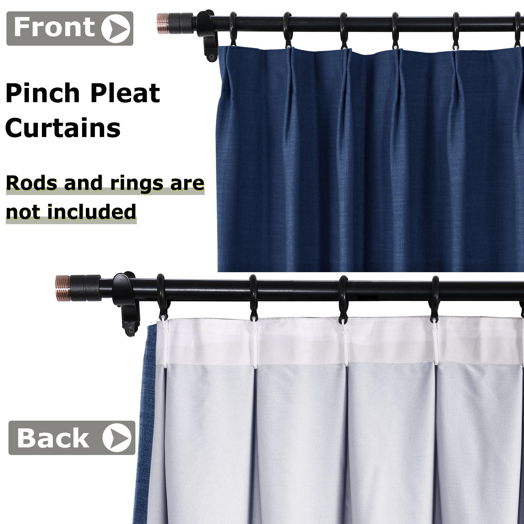 Frelement Frelement Extra Wide 150 Inches Drapes for Large Windows Full Blackout Linen Curtains for Sliding Glass Door Pinch Pleated Drapery with Blackout Lining, 150" W x 102" L, 1 Panel, Navy Blue