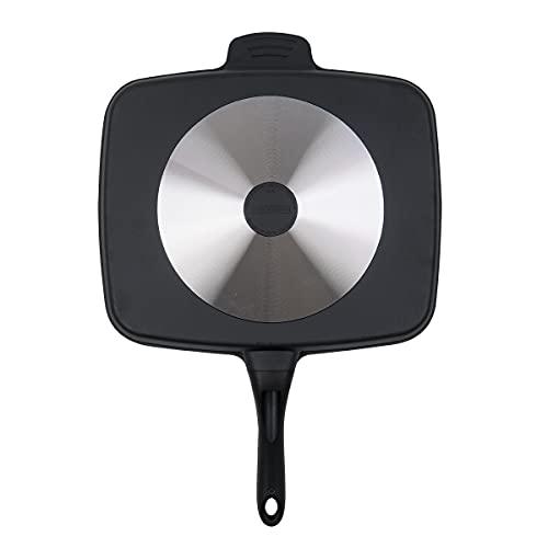 MASTERPAN Master Pan Non-Stick Divided Grill/Fry/Oven Meal Skillet, 15", Black