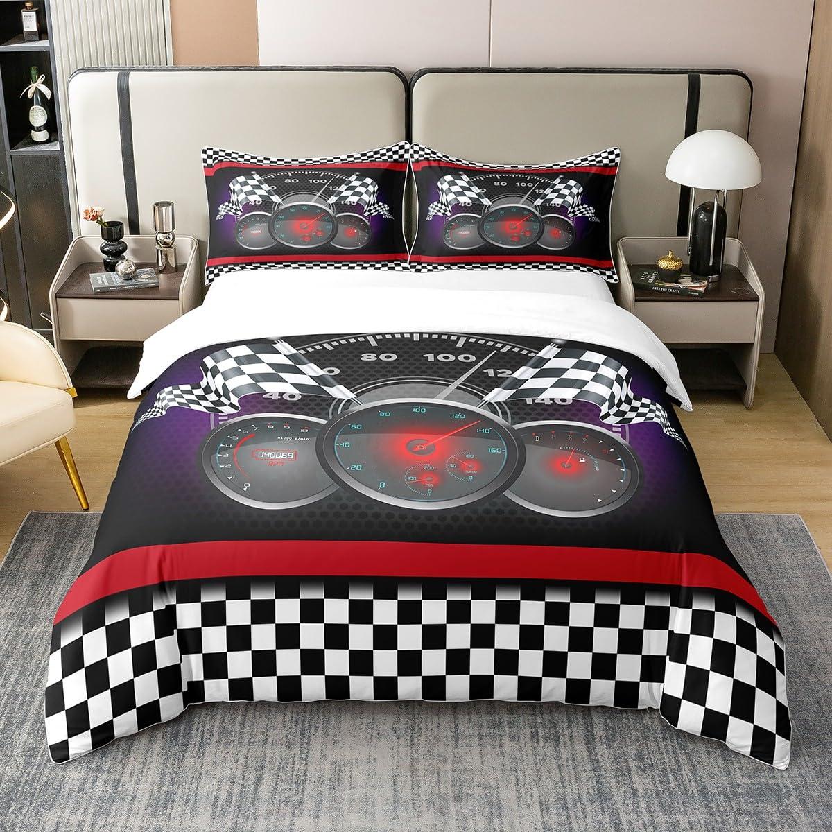 Castle Fairy Castle Fairy Full Size Duvet Cover Set Racing Car Theme Comforter Cover Set 100% Pure Cotton Extreme Sports Duvet Cover Set Black White Checkered Flag Bedding Set 3 Pcs(No Comforter)