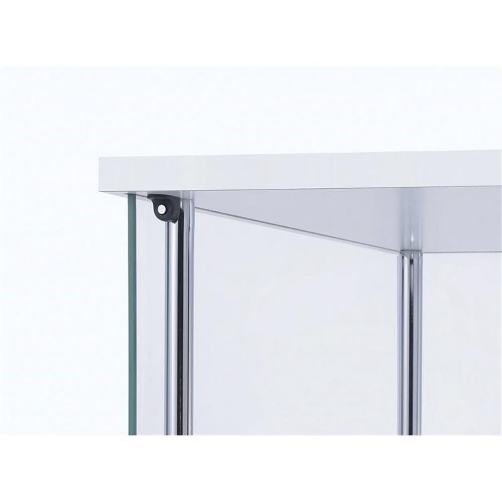 BOWERY HILL BOWERY HILL 4 Shelf Glass Display Case Cabinet with Chrome Support Beams and White Top/Base