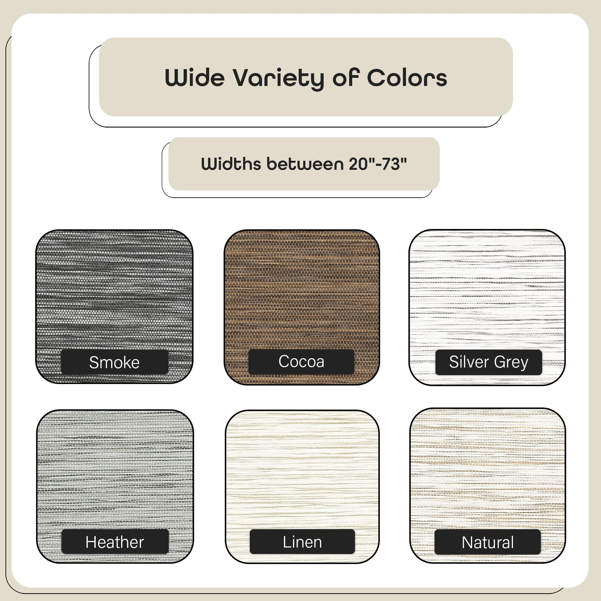 Achim Home Furnishings Cordless Privacy Jute Window Roller Shade - 38 Inch Width, 72 Inch Length - Linen - Light Filtering Woven Natural Fiber Horizontal Windows Blinds by Achim Home Decor