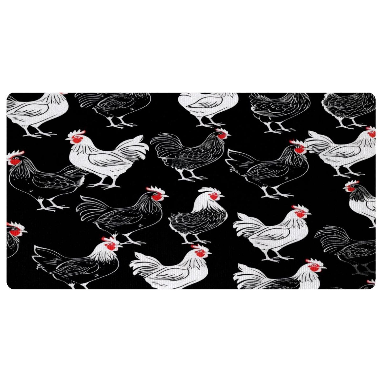 EVANLinsim EVANLinsim Kitchen Mat Chickens Rooster Cushioned Anti-Fatigue Kitchen Rug, Waterproof Non-Slip Kitchen Mats and Rugs Comfort Rug for Kitchen, Floor Home, Office, Sink, Laundry