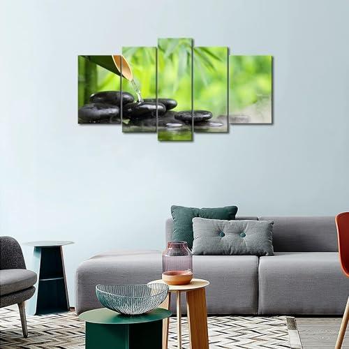 First Wall Art 5 Panel Zen Wall Art Green Spa Still Life with Bamboo Painting The Picture Print On Canvas Botanical Pictures for Home Decoration