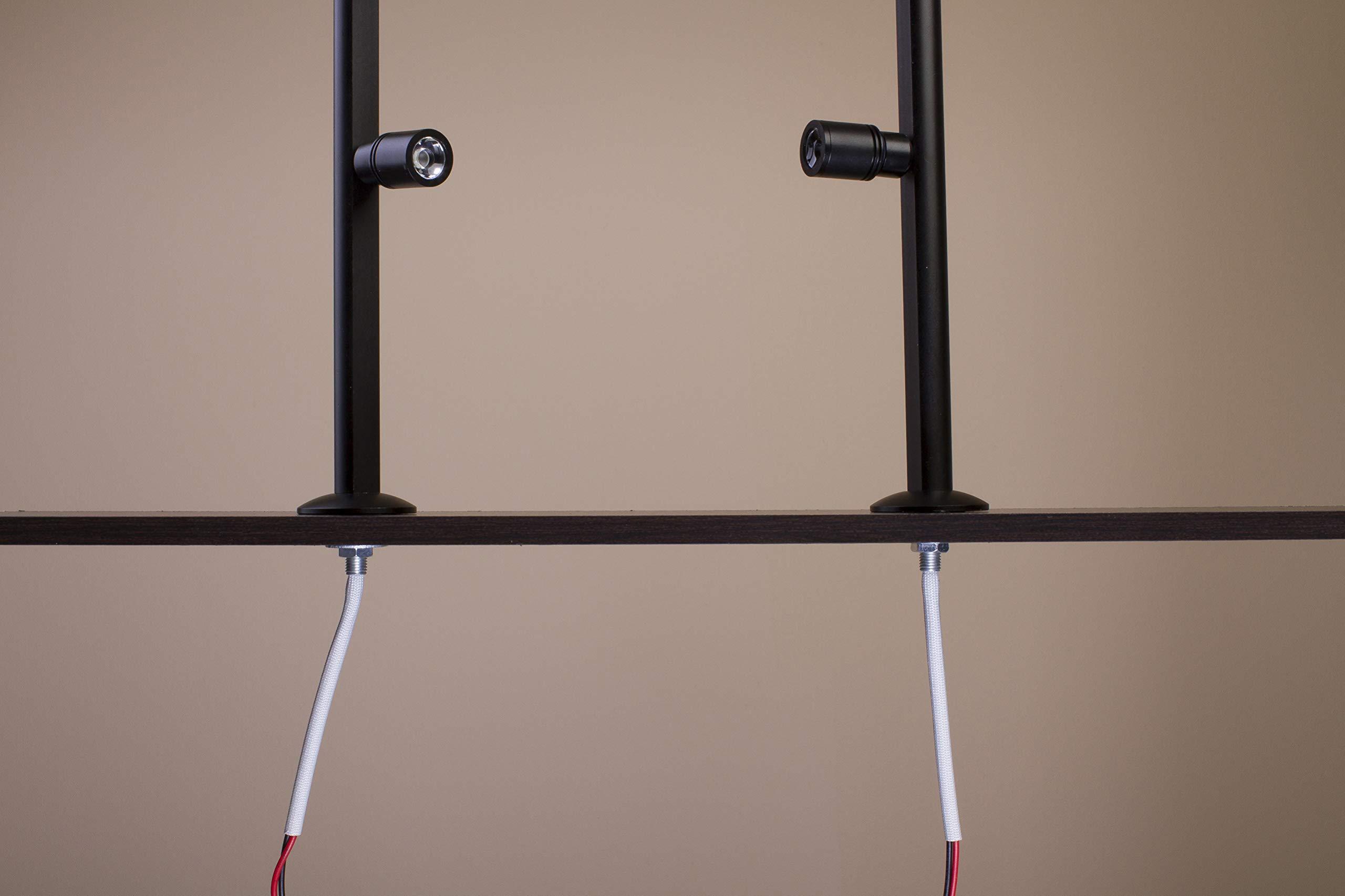 LEDUPDATES 2 Showcase Display LED spot Light Black Pole Style FY-53 Set with UL Listed 12v 2A Power Supply