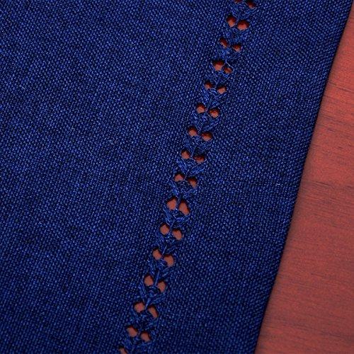 Grelucgo Grelucgo Handmade Hemstitch Solid Navy Blue Nautical Rectangular Table Runner Or Dresser Scarf (14 x 60 Inch)