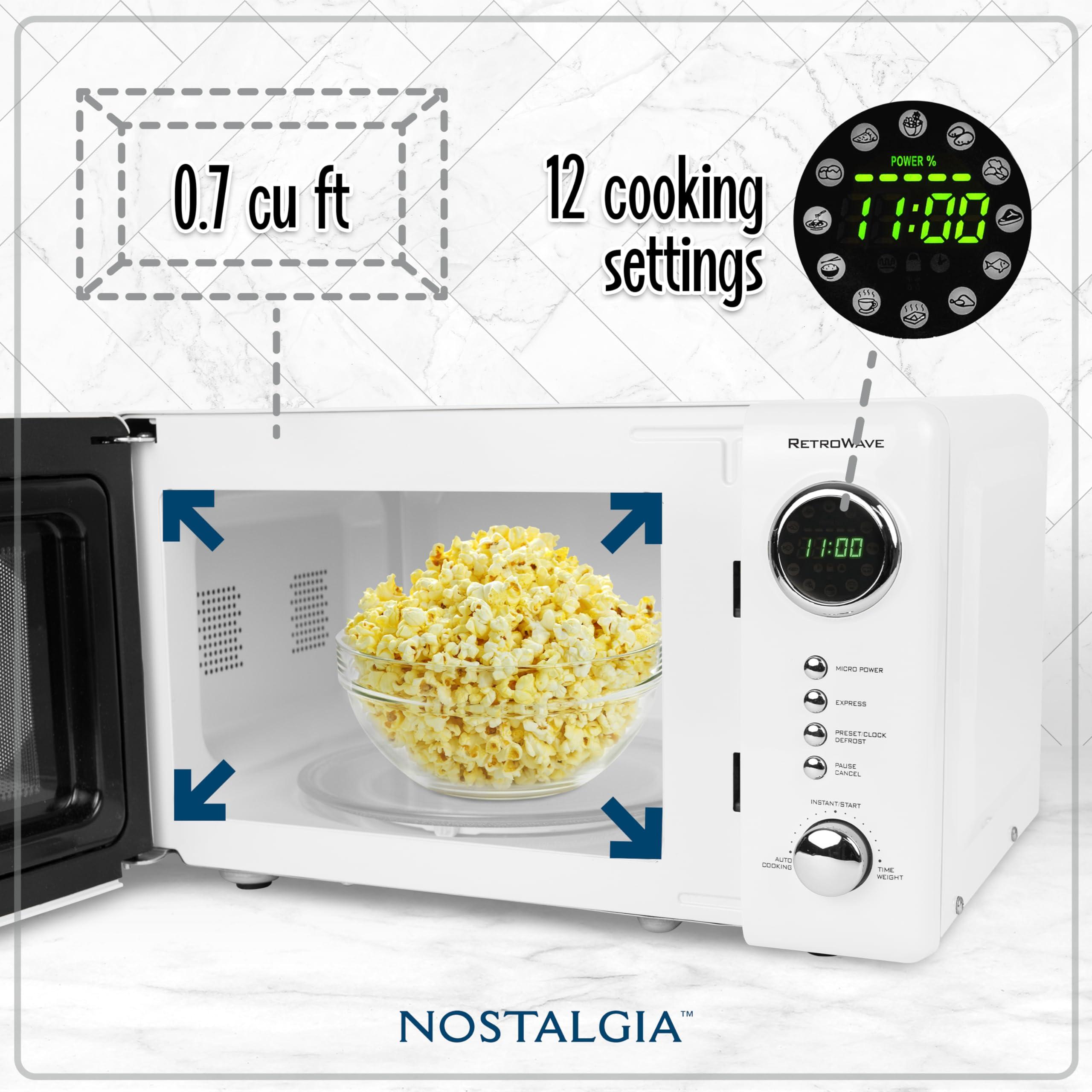 Nostalgia Nostalgia Retro Compact Countertop Microwave Oven - 0.7 Cu. Ft. - 700-Watts with LED Digital Display - Child Lock - Easy Clean Interior - White