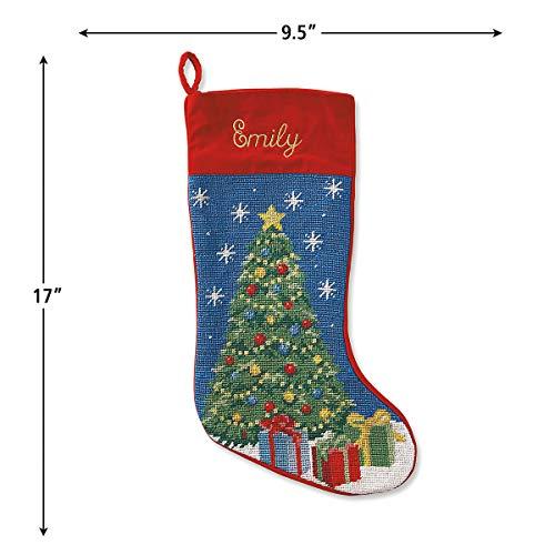 Lillian Vernon Lillian Vernon Personalized Heirloom Christmas Stocking Needlepoint Christmas Tree, 100% Wool, 9.5" W x 17" L