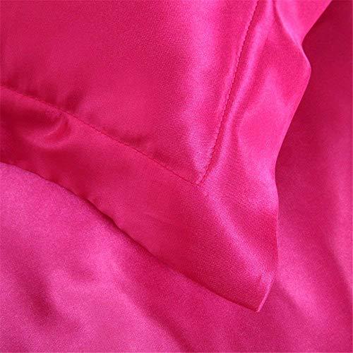 Sona Bedding Solutions Glam Bedding - Luxurious Ultra Soft - Silky Satin 4 Piece Bed Sheet Set - [ Fitted Sheet 19\" deep Pocket + Flat Sheet + 2 Pillowshams ] - Hot Pink, Cal-Queen