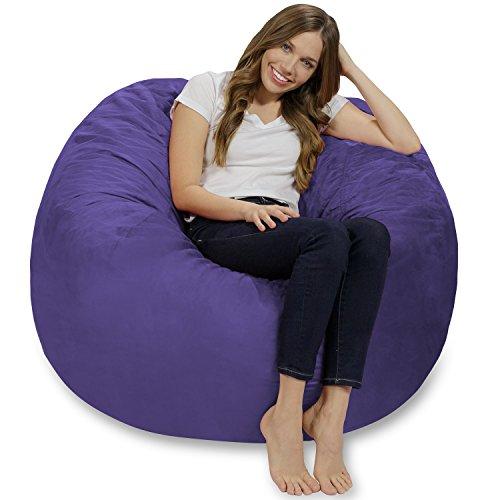 Chill Sack Chill Sack Bean Bag Chair: Giant 4' Memory Foam Furniture Bean Bag - Big Sofa with Soft Micro Fiber Cover - Purple