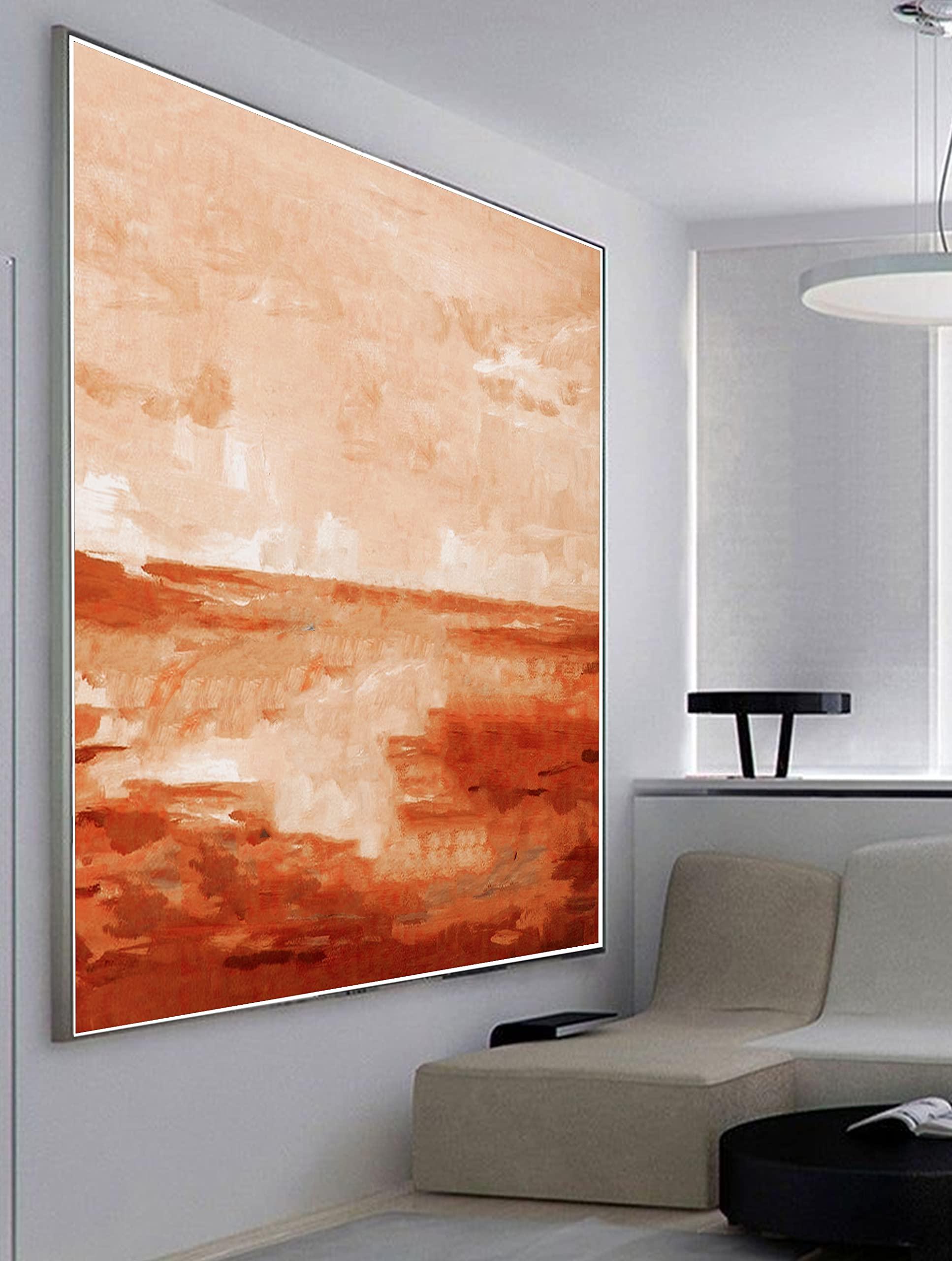 Generic Handmade Abstract Painting Original Brown Large Acrylic Canvas Sunset Wall Art, Sea Art Modern Abstract Art on Canvas 60x60 inches