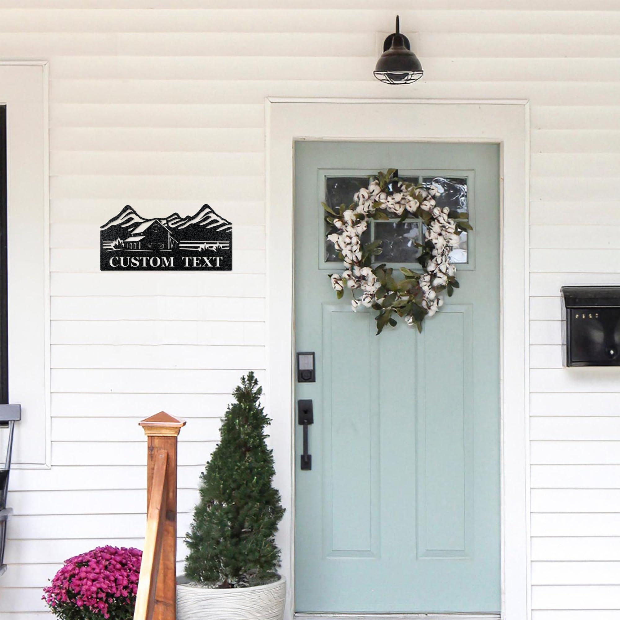 CJOTPPOT Personalized Mountain Range Name Sign, Custom Nature Landscape Metal Address Sign, Mountain Home Wall Decor, Cabin Lodge Sign, Custom Cabin Camp Sign