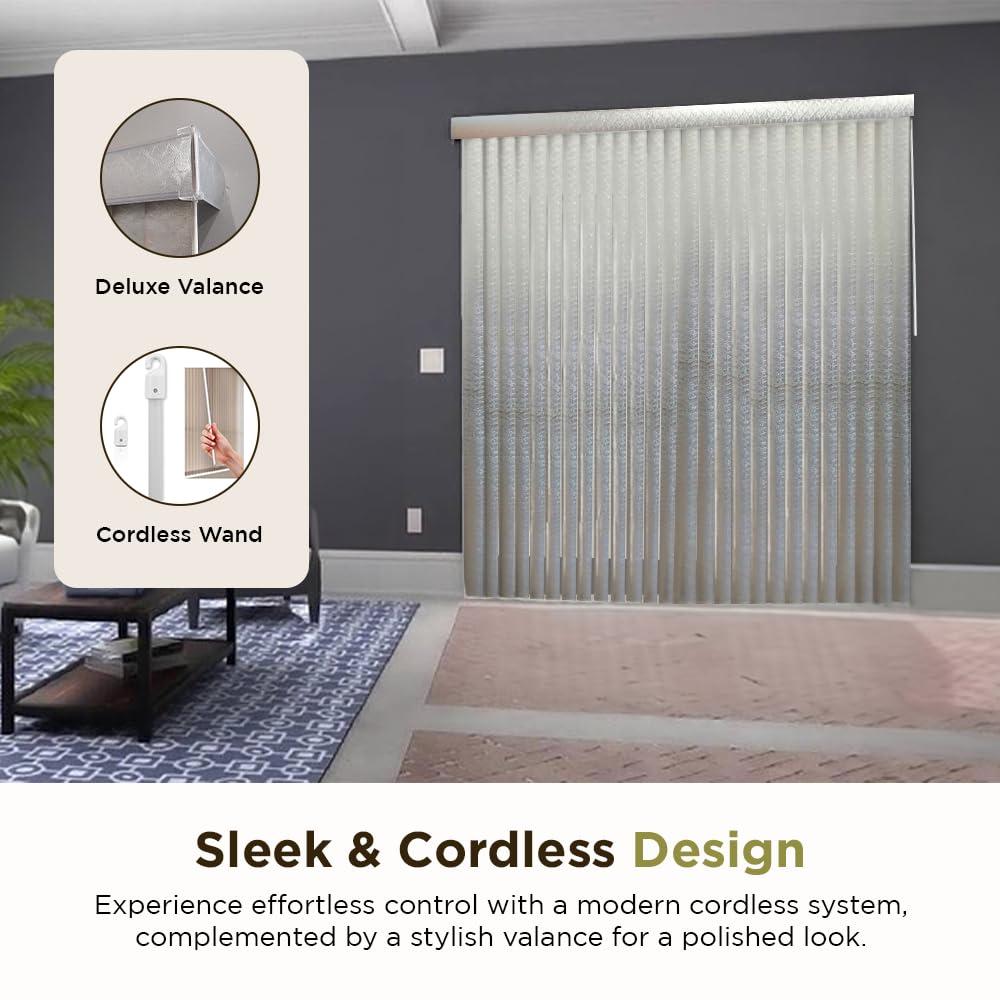 BlindDen BlindDen - Vinyl Vertical Window Blinds for Home - Vertical Blinds for Sliding Glass Doors - Infinity Silver, 82" Wide x 84" Long