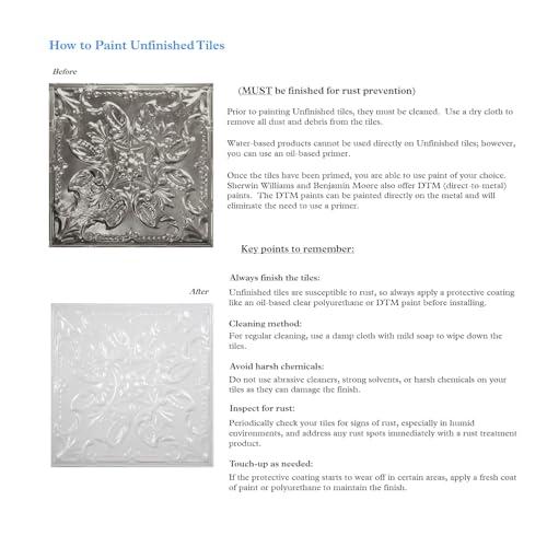 American Tin Ceilings American Tin Ceilings [5 Pack] 24\" x 24\" 100% Tin Nail-Up Ceiling Tiles | Pattern #1 Square Design with Modern Geometric Beveled Squares, for Ceilings & Walls | n-p01-raw