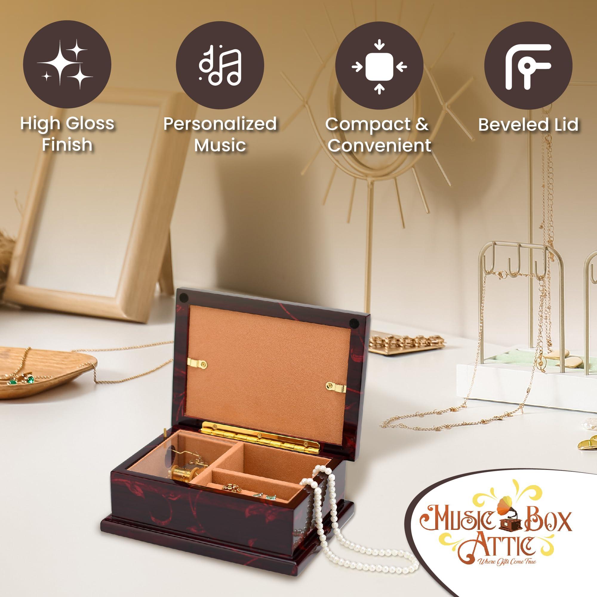 MusicBoxAttic Modern 4 x 6 Photo Frame Musical Jewelry Box with Floral Motifs-Many Songs to Choose-If I Only Had a Brain