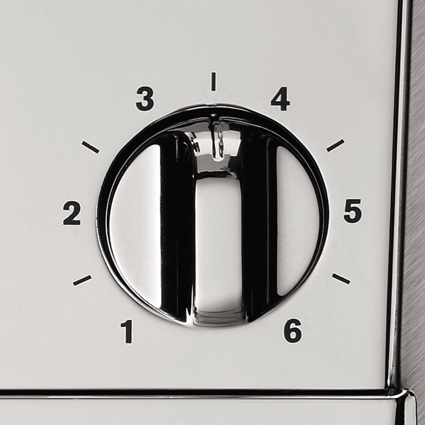 KRUPS Krups Breakfast Set Stainless Steel Toaster 4 Slice 1500 Watts 6 Brown Settings, Defrost, Reheat, High Lift Lever Silver, Matte and Chrome