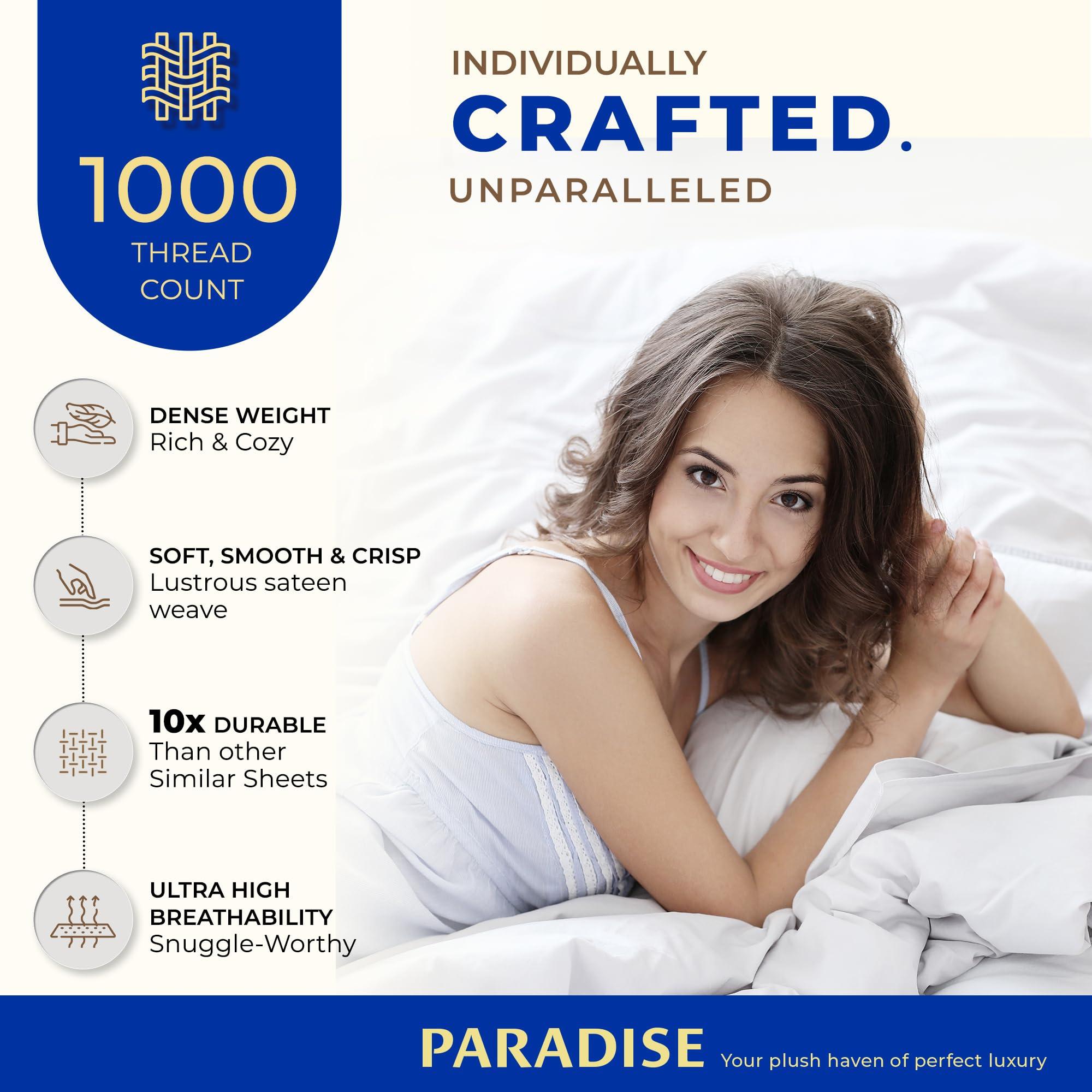 THREAD SPREAD THREAD SPREAD 100% Pure Egyptian Cotton Split King Sheets Sets for Adjustable Bed - 1000 Thread Count 5 PC Top Split King Sheet for Sleep Number Bed, Cooling Sheets, Fits Mattress Upto 18\" - Sea Foam