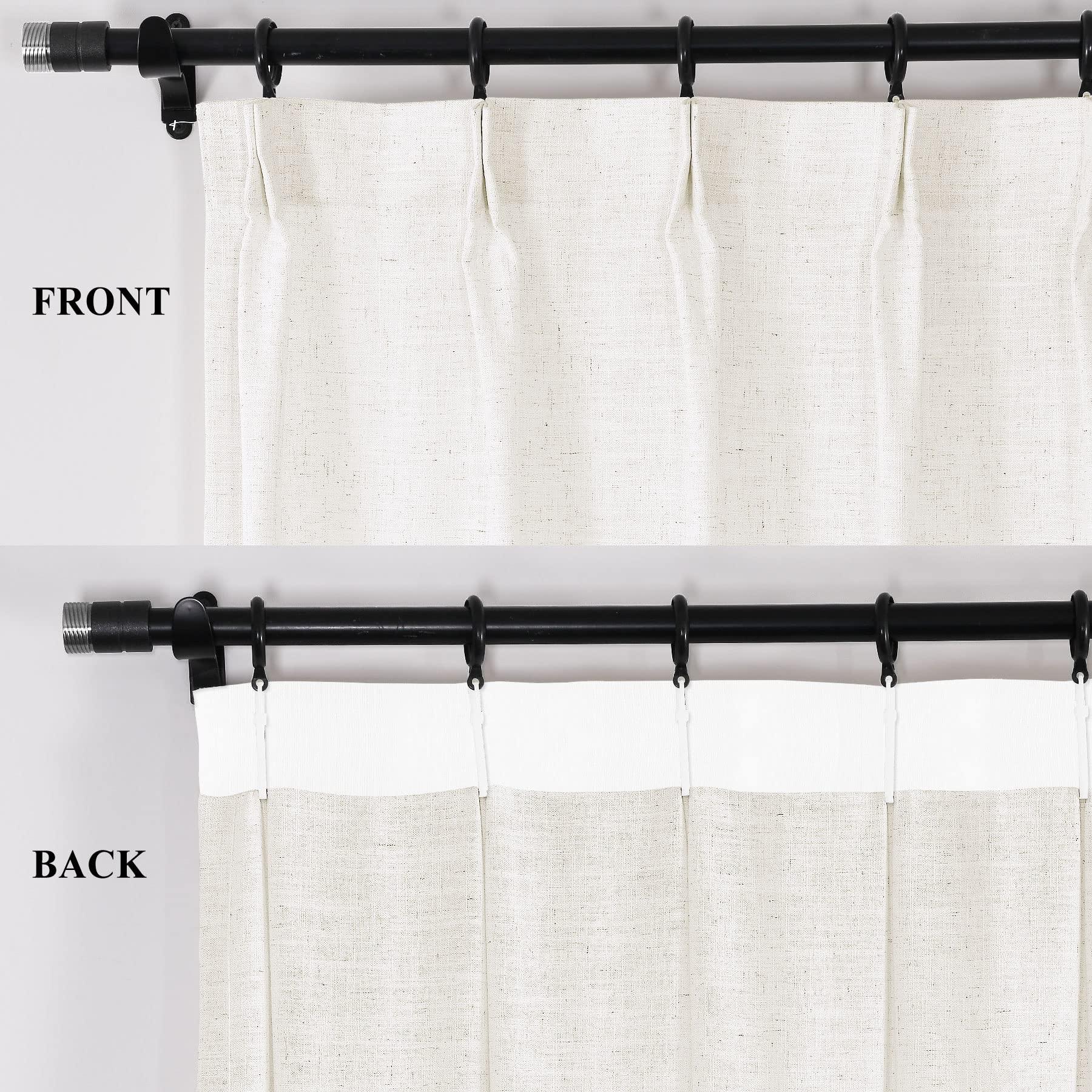 Fcosie Fcosie Living Room Linen Curtains Pinch Pleat Drapes for Traverse Rods Room Darkening Curtain Panels for Farmhouse Wedding Ceremony Party Window Decor (1 Panel), 72" W x 96" L, Ivory White