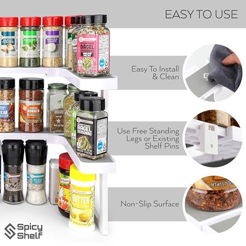 Spicy Shelf Spicy Shelf Deluxe - Expandable Spice Rack and Stackable Cabinet & Pantry Organizer (1 Set of 2 Shelves) - As seen on TV Deluxe (Spicy Shelf Organizer) - Pantry Organization - Pantry Spice Organizer
