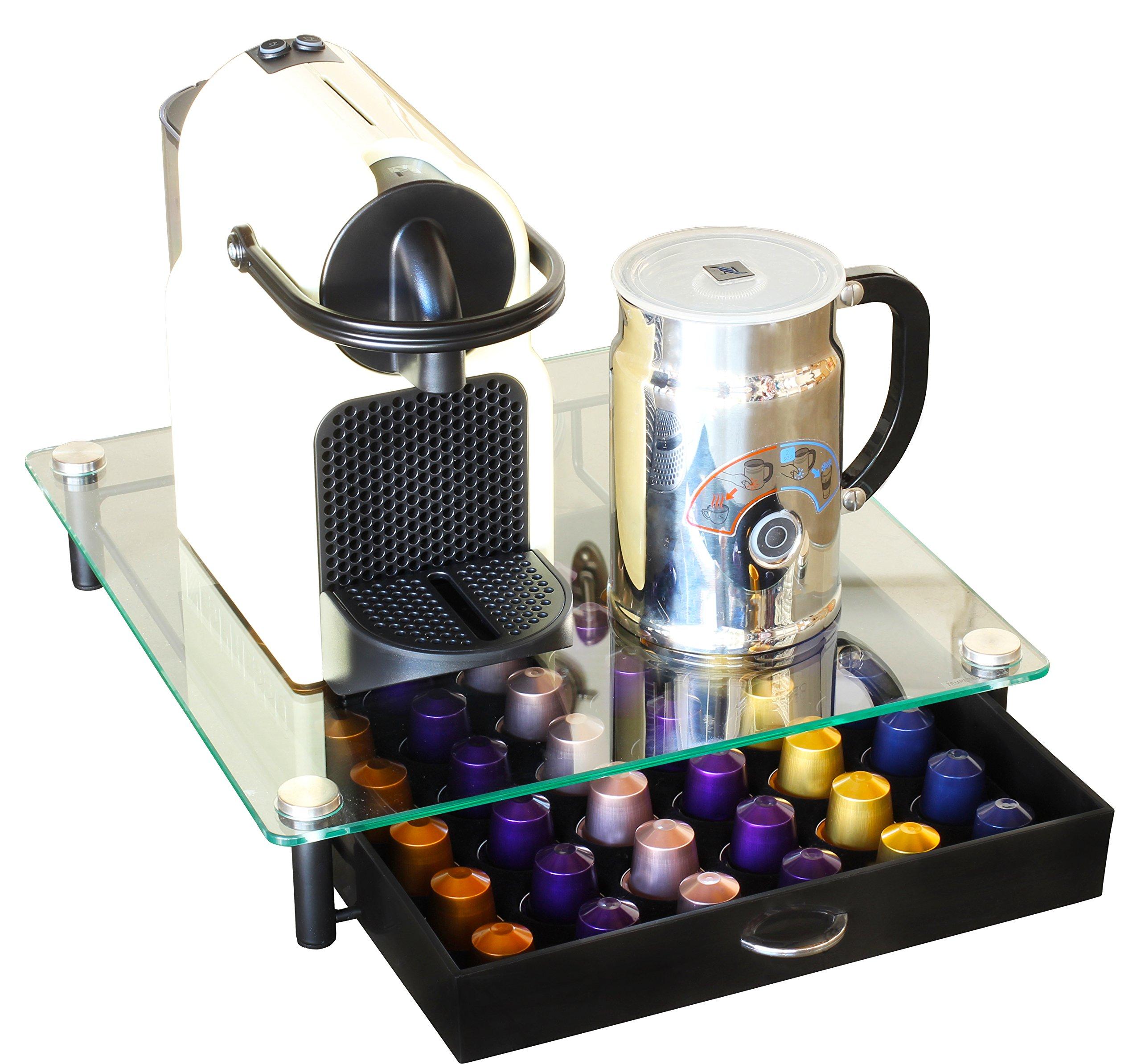 Deco Brothers DecoBrothers Tempered Glass Coffee Pod Drawer Compatible with Nespresso Original Line, 42 Capsules
