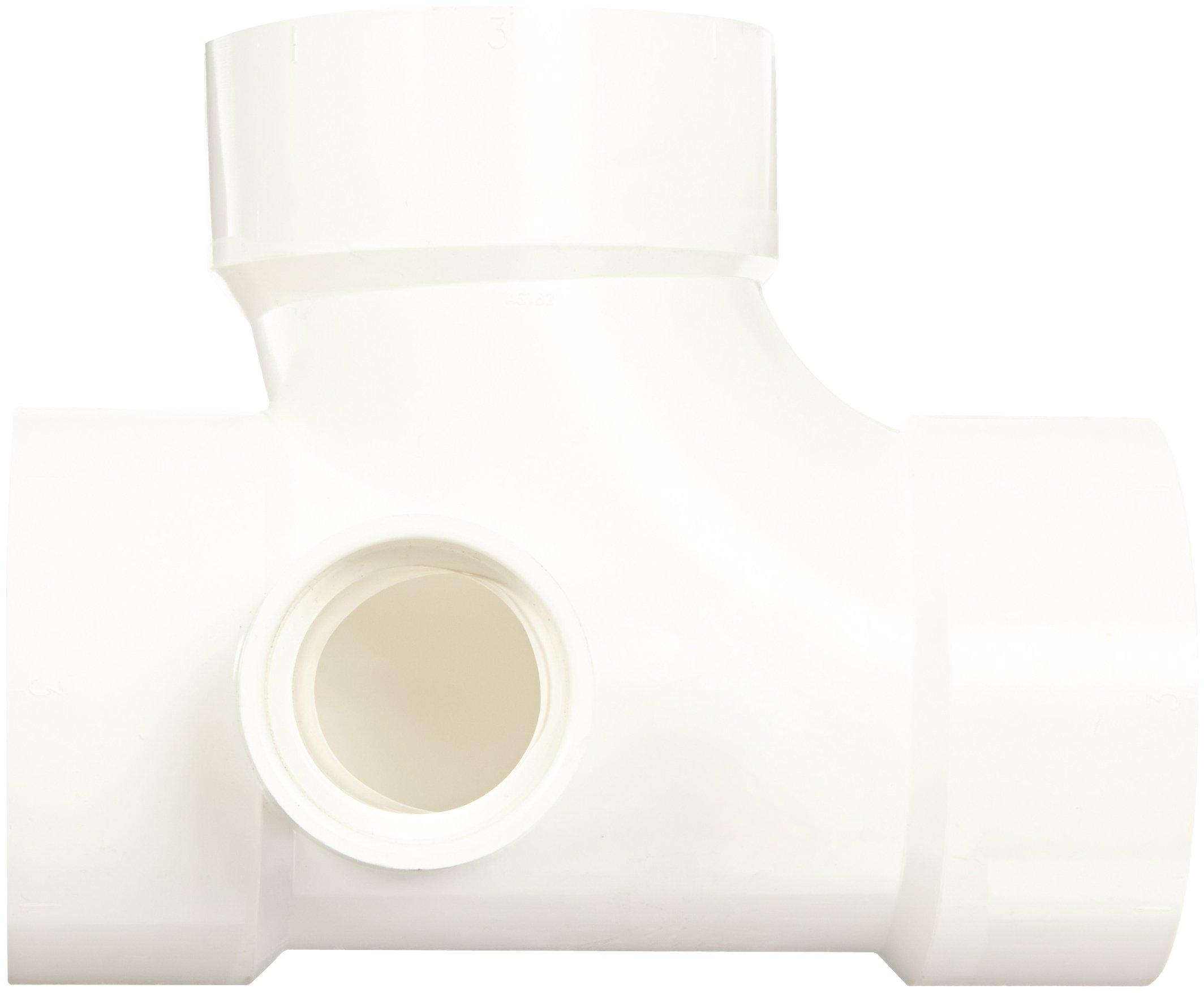 Spears Manufacturing Spears P416 Series PVC DWV Pipe Fitting, Sanitary Tee with Left Side Inlet, 3\" x 3\" x 3\" x 1-1/2\" Hub
