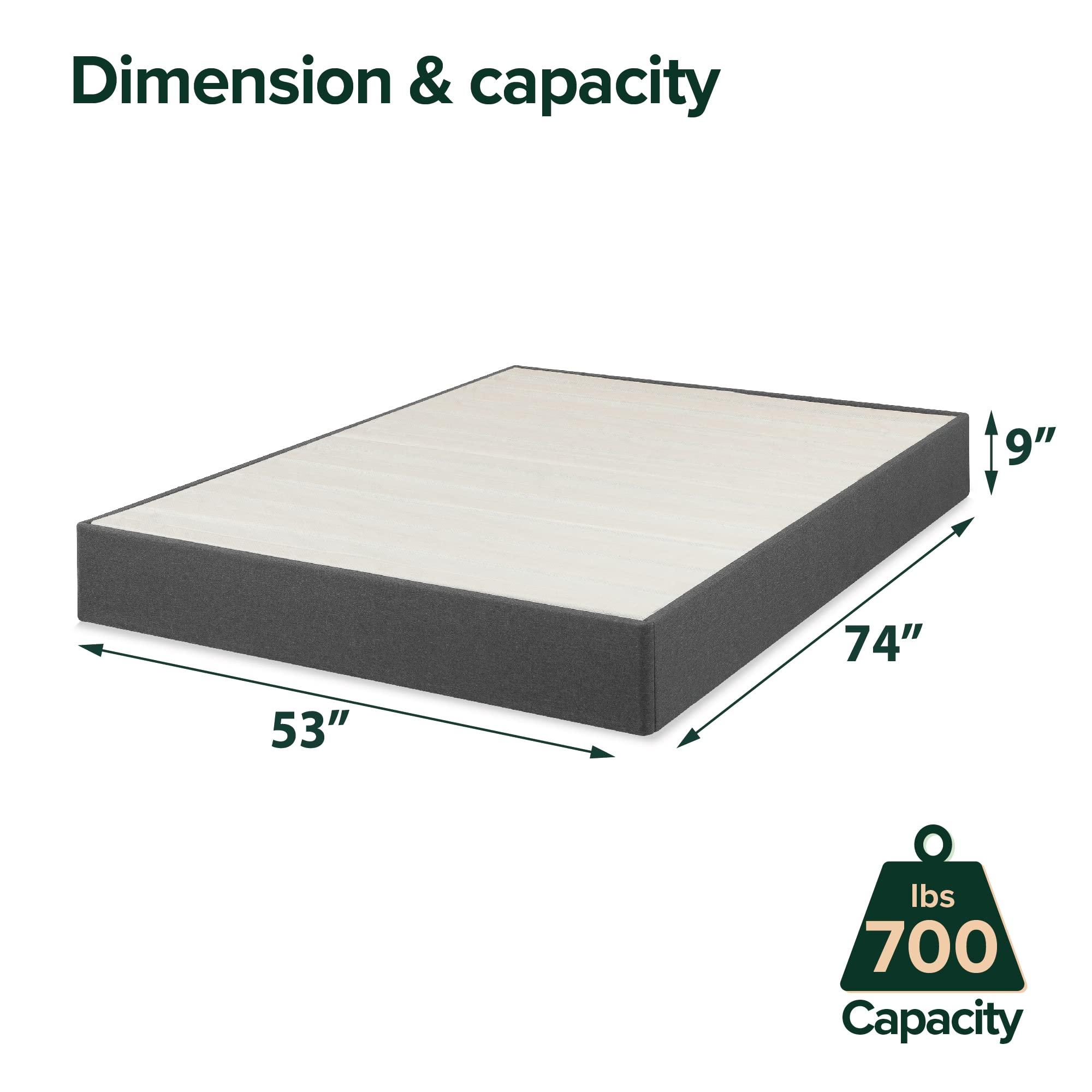 Zinus ZINUS Upholstered Metal and Wood Box Spring, 9 Inch Mattress Foundation, Easy Assembly, Fabric Paneled Design, Full