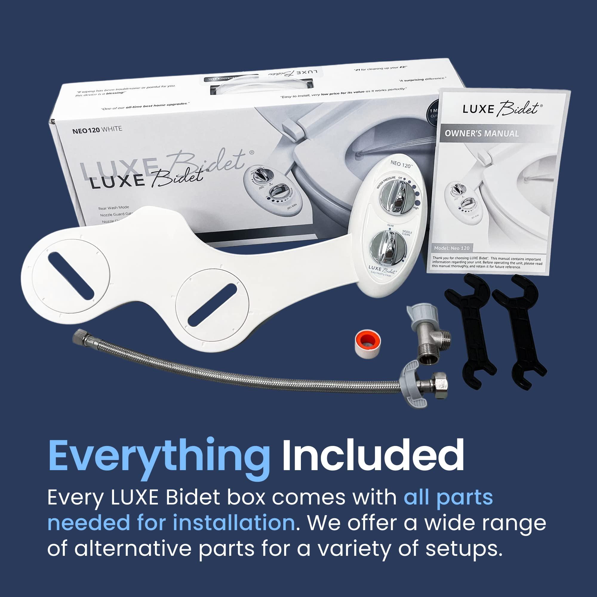 LUXE Bidet LUXE Bidet NEO 120 - Self-Cleaning Nozzle, Fresh Water Non-Electric Bidet Attachment for Toilet Seat, Adjustable Water Pressure, Rear Wash (White)