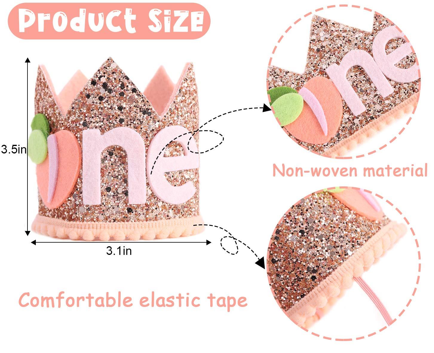 WAWUO WAWUO Birthday Crown for First Birthday Party, Peach Costume Headwear for Baby - Best Kids\' Party Hat for Photo Booth Props