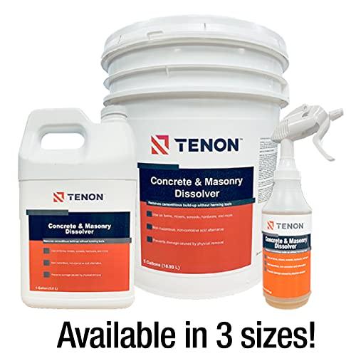 Tenon Tenon Concrete & Masonry Dissolver - Remove Concrete, Cement, Mortar, Grout, Stucco, and Masonry from Tools, Mixers, Wood, Plastic, and Aluminum, Ready-to-Use, Biodegradable, Non-Toxic (1 Gallon)