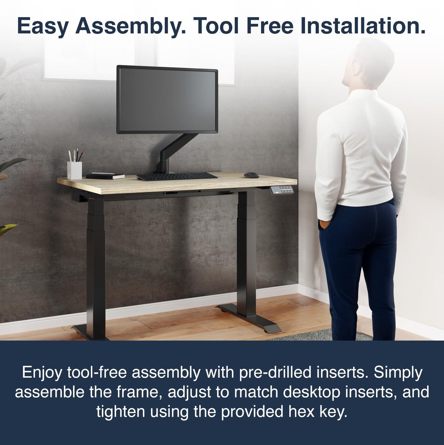 Desky Desky Dual Mini Sit Stand Desk - 32x20'' Electric, Small Standing Desk - Dual Motor, 3 Stage Small Adjustable Desk with 4 Presets - Standup Desk for Home Office - Whole-Piece Top in Black