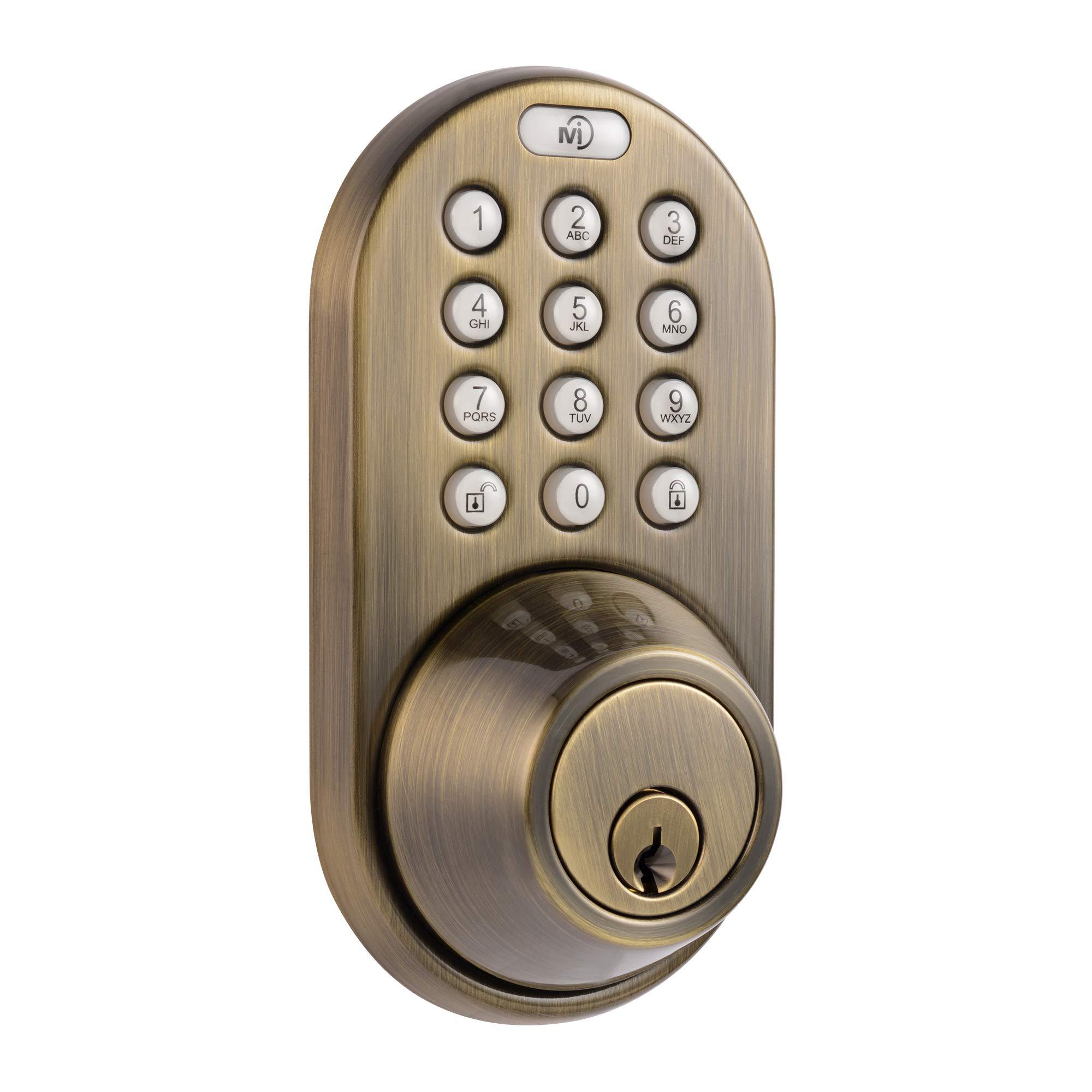 MiLocks MiLocks DF-02AQ Electronic Keyless Entry Touchpad Deadbolt Door Lock, Antique Brass