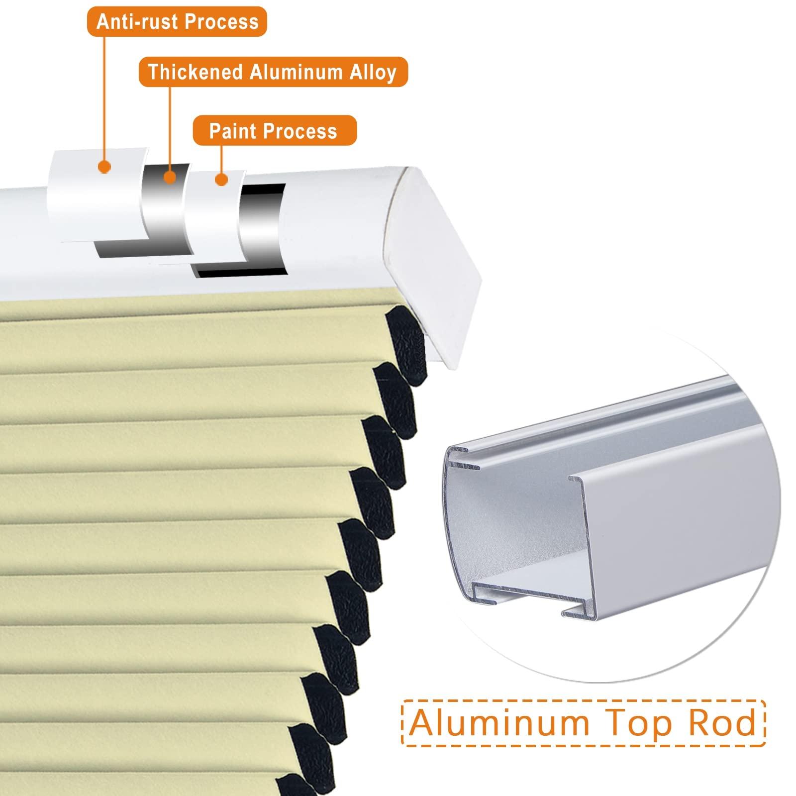 Persilux Persilux 100% Blackout Cordless Cellular Shades & Blinds Honeycomb Blinds Bottom up Waterproof Thermal Insulated Window Shades for Home, Windows and Kitchen, Cream, 92" W x 60" H