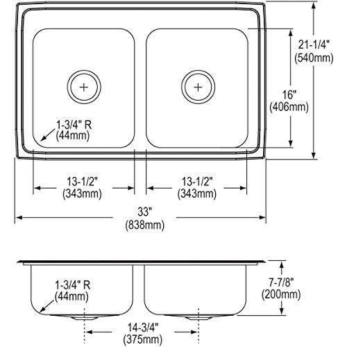 Elkay Elkay Lustertone Classic LR33214 Equal Double Bowl Drop-In Stainless Steel Sink