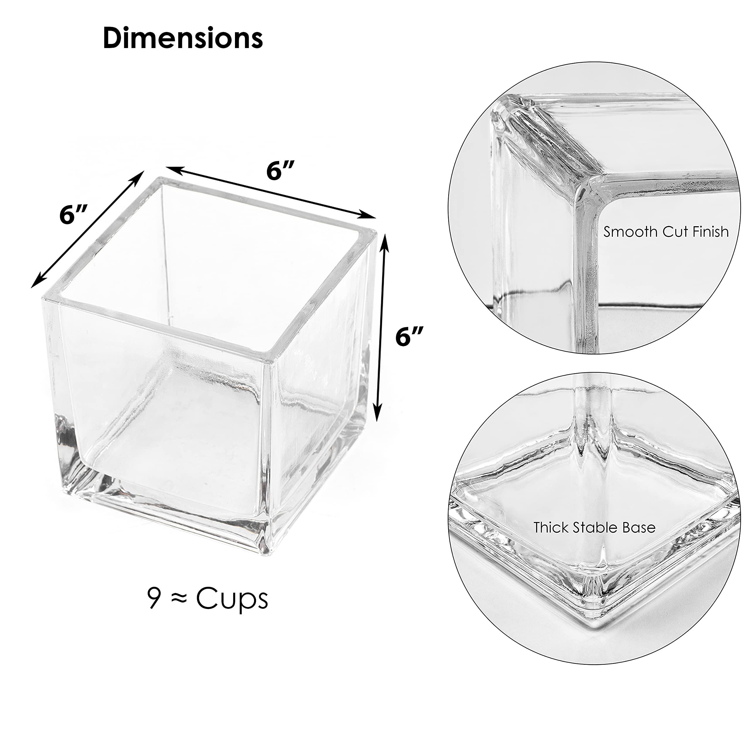 CYS EXCEL CYS EXCEL Clear Glass Cube Vase 6\"x6\"x6\" | Square Wedding Flower Vase Centerpieces | Cubic Glass Candle Holder