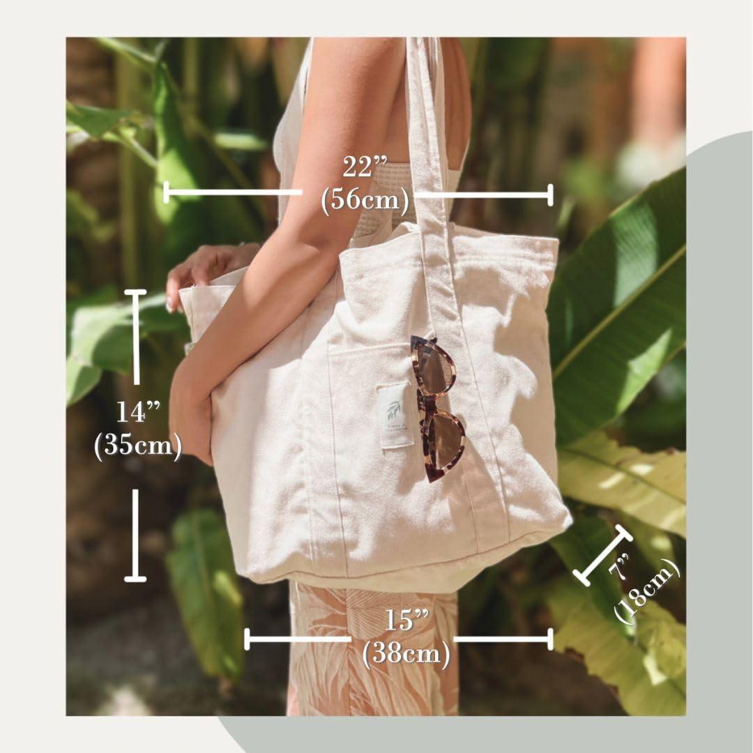 MEE AE MEEAE - Sustainable Drawstring Canvas Bag, Durable XL Tote, Reusable 14oz Bag