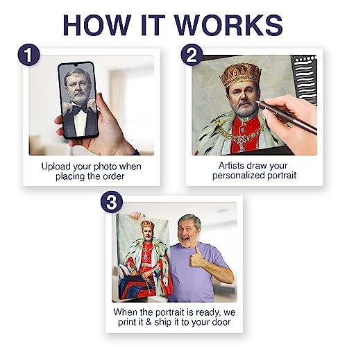 Turn Me Royal Turn Me Royal Custom Portrait from Your Photo, Personalized Canvas Wall Art as Gift for Military Men, Turn him into Hero (The Knight, 18" x 24")