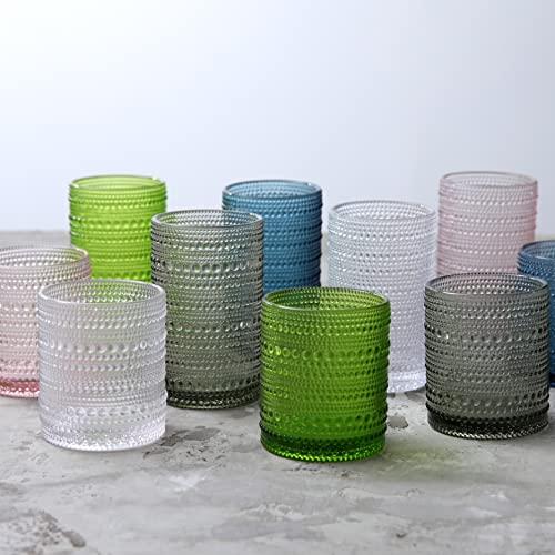 Fortessa Fortessa Jupiter Beaded Hobnail Glass, 13 Ounce Iced Beverage (Set of 6), Cornflower Blue