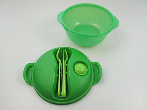 Tupper Tupperware Hot Food On the Go Container 6.25 Cup with Cutlery Green