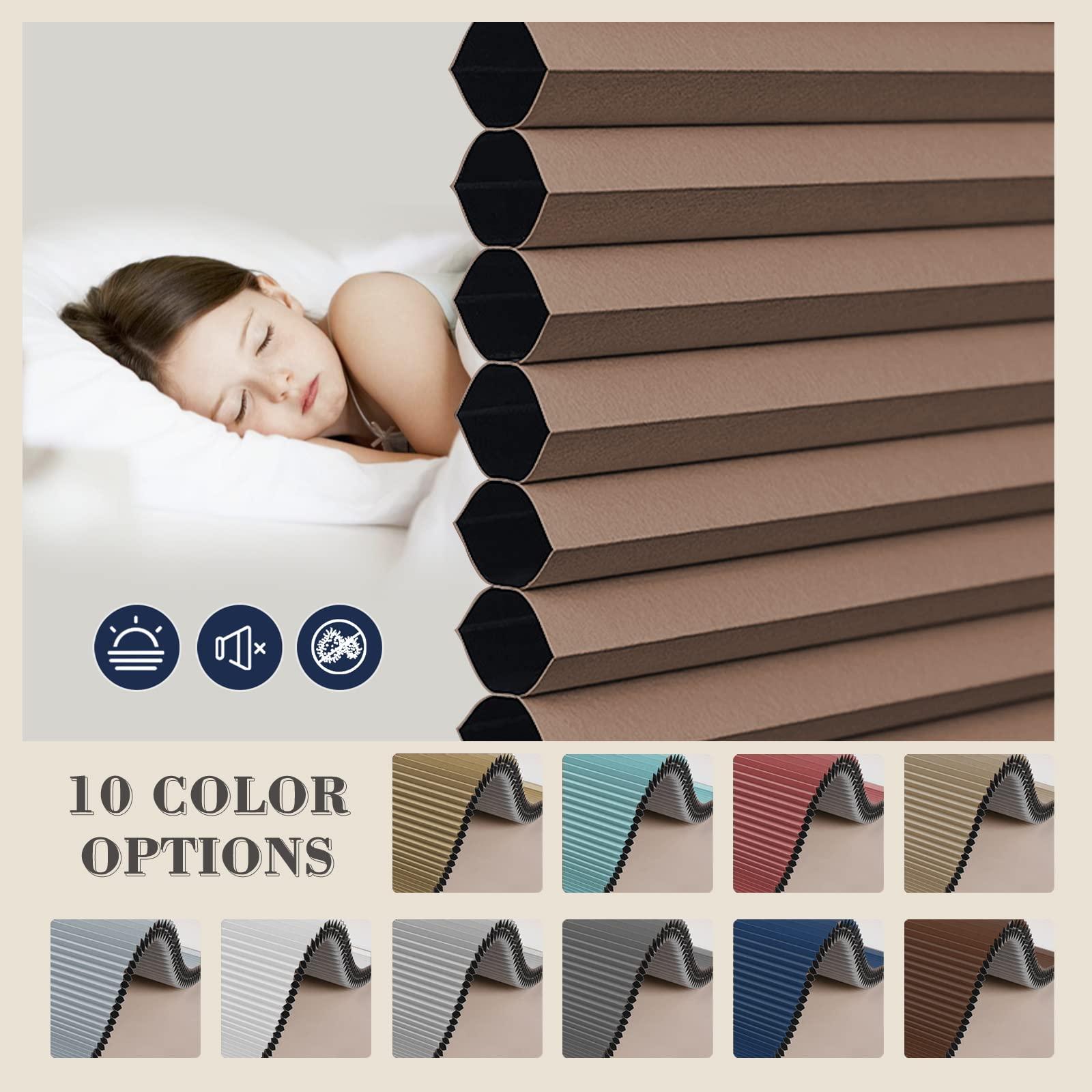 Sunbox No Drill Honeycomb Blinds for Window, Blackout Cordless Cellular Shades, No Tools, Easy to Install, Cellular Blinds for Home, Office, Coffee