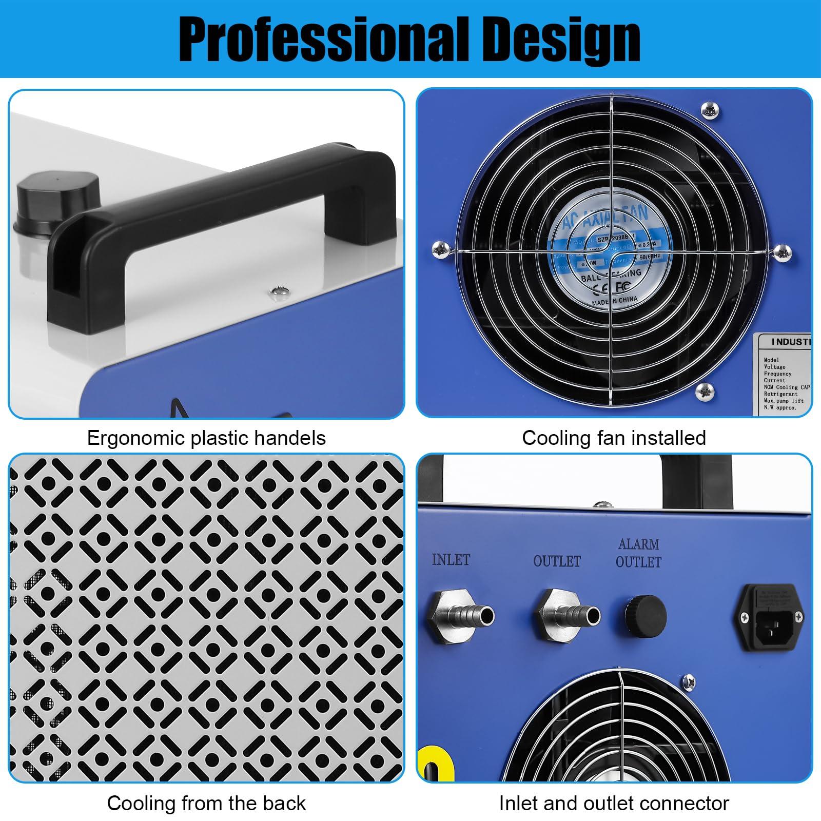 Entcook Industrial Water Chiller, 7L Industrial Water Cooling Chiller, 2.64GPM FlowRate Water Cooling System, CW-5000 Thermolysis Water Chiller, Water Cooler for 40-100W CO2 Laser Engraving&Cutting Machine