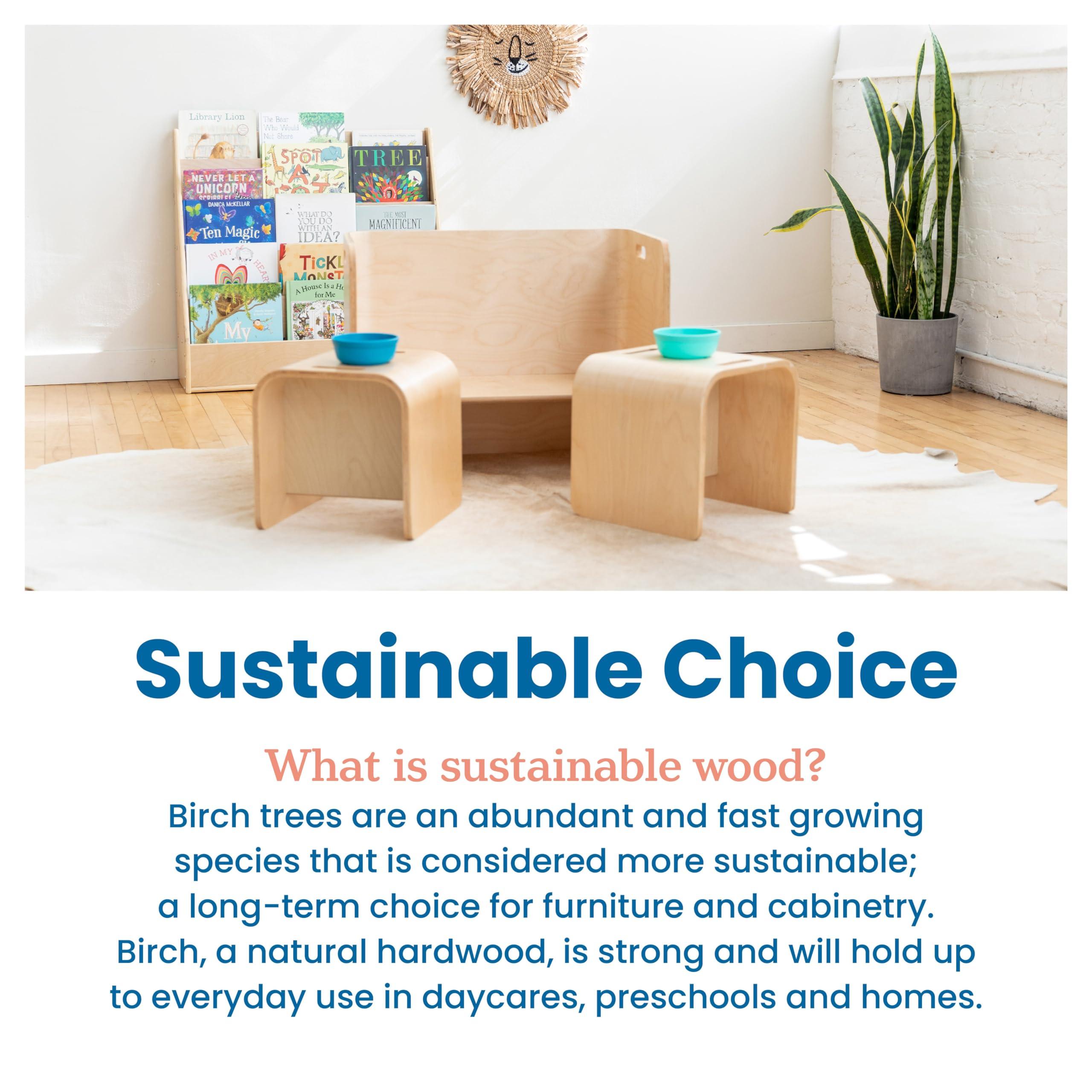 ECR4Kids ECR4Kids Bentwood Multipurpose Table and Chair Set, Kids Furniture, Natural, 3-Piece