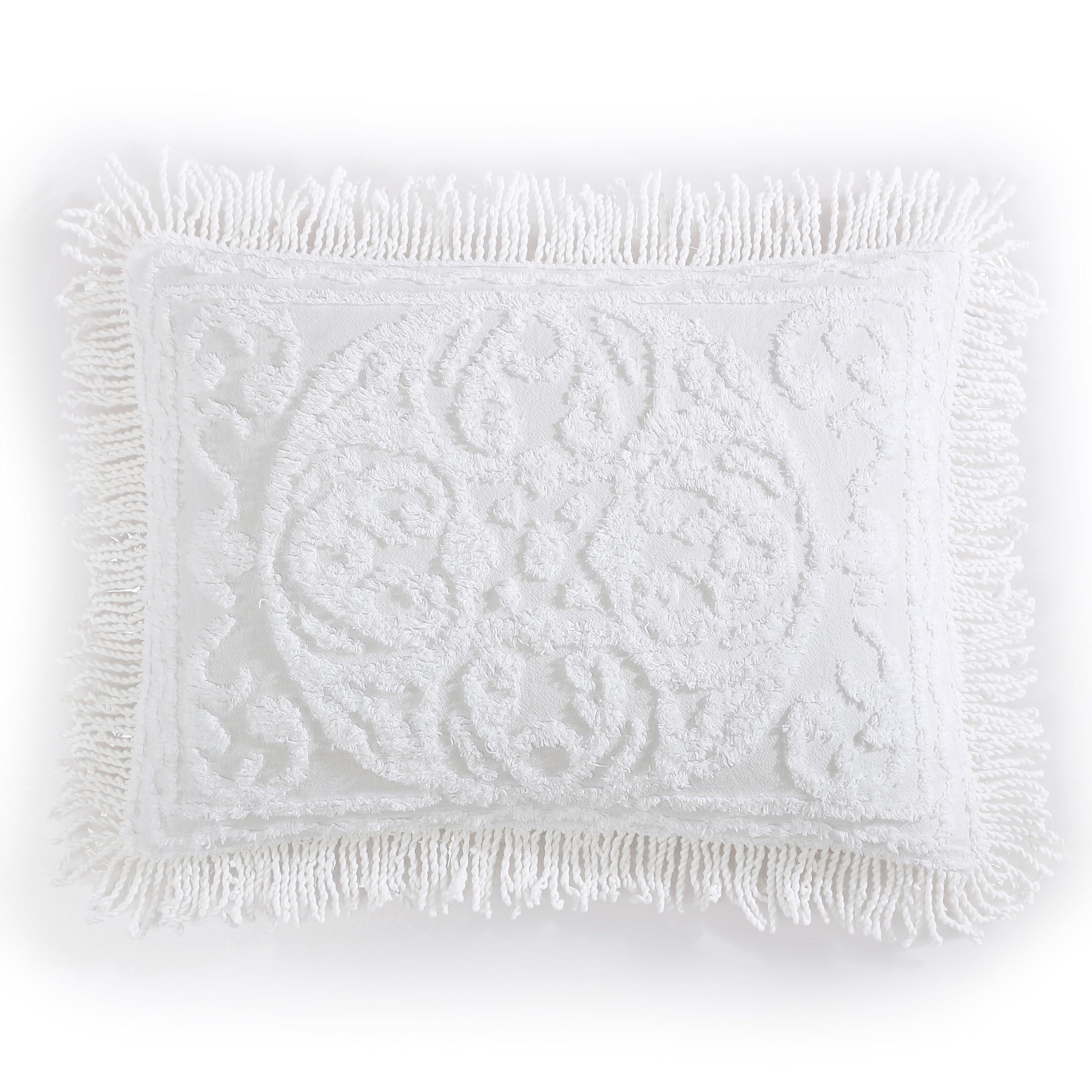 Beatrice Home Fashions Beatrice Home Fashions Medallion Chenille Bedspread, Standard Sham, White